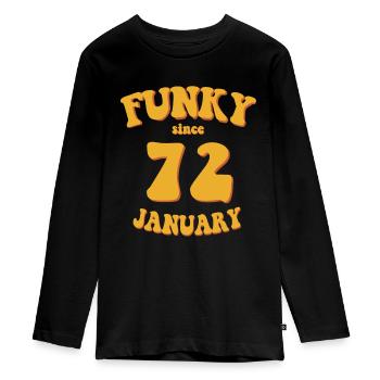 Funk, Funky, Groove, Groovy, Fleur, Puissance, Fleur - T-shirt manches longues Premium Ado - noir - Devant - AI Model Kid Female (0cm)