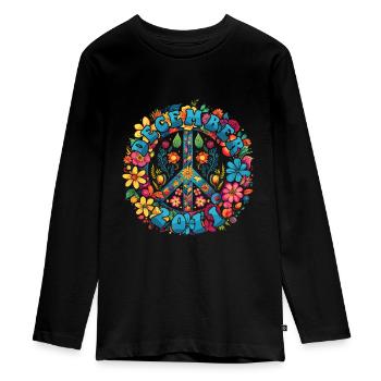 Flower Power Hippie Birthday - December 2011 - Teenager Premium Organic Long Sleeve Shirt - black - Front - AI Model Kid Female (0cm)