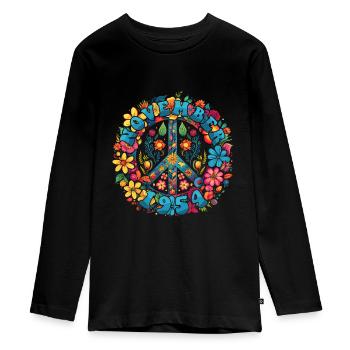Flower Power Hippie Birthday - November 1954 - Teenager Premium Organic Long Sleeve Shirt - black - Front - AI Model Kid Female (0cm)