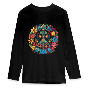 Flower Power Hippie Birthday - May 2016 - Teenager Premium Organic Long Sleeve Shirt - black - Front - AI Model Kid Female (0cm)