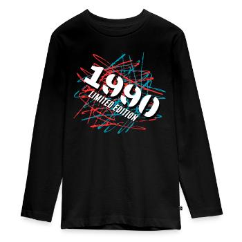 1990 Limited Edition - Teenager Premium Organic Long Sleeve Shirt - black - Front - AI Model Kid Female (0cm)