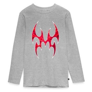 Alien Spider fait de polygones rouges - T-shirt manches longues Premium Ado - gris chiné - Devant