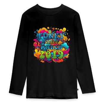 Funky Anniversaire: Mars 2019 - Psychadelic - T-shirt manches longues Premium Ado - noir - Devant - AI Model Kid Female (0cm)