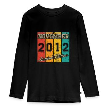 Birthday: November 2012 - Limited Edition Retro - Teenager Premium Organic Long Sleeve Shirt - black - Front - AI Model Kid Female (0cm)