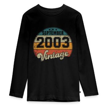 Vintage Geburtstag - September 2003 - Geschenkidee - Teenager Premium Bio Langarmshirt - Schwarz - Vorne - AI Model Kid Female (0cm)