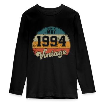 Vintage Geburtstag - Mai 1994 - Geschenkidee - Teenager Premium Bio Langarmshirt - Schwarz - Vorne - AI Model Kid Female (0cm)