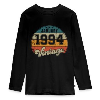 Vintage Geburtstag - Januar 1994 - Geschenkidee - Teenager Premium Bio Langarmshirt - Schwarz - Vorne - AI Model Kid Female (0cm)