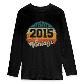 Vintage Geburtstag - Januar 2015 - Geschenkidee - Teenager Premium Bio Langarmshirt - Schwarz - Vorne - AI Model Kid Female (0cm)
