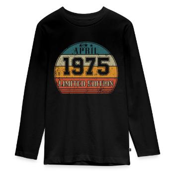 Birthday - Limited Edition April 1975 - Teenager Premium Organic Long Sleeve Shirt - black - Front - AI Model Kid Female (0cm)