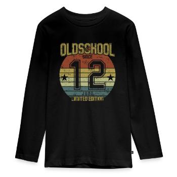 June 2012 - Birthday in June Oldschool - Teenager Premium Organic Long Sleeve Shirt - black - Front - AI Model Kid Female (0cm)