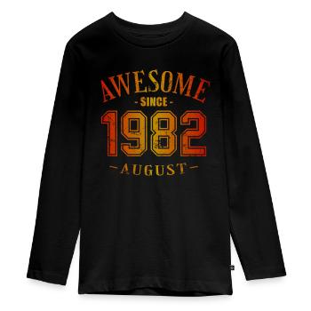 August 1982 - Birthday in August Awesome - Teenager Premium Organic Long Sleeve Shirt - black - Front - AI Model Kid Female (0cm)