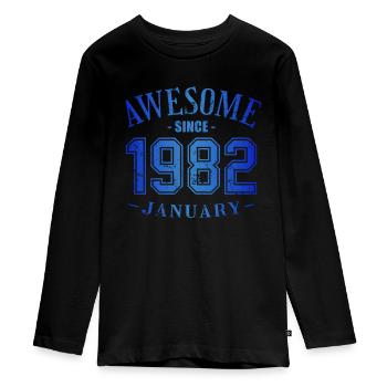 January 1982 - Birthday in January Awesome - Teenager Premium Organic Long Sleeve Shirt - black - Front - AI Model Kid Female (0cm)