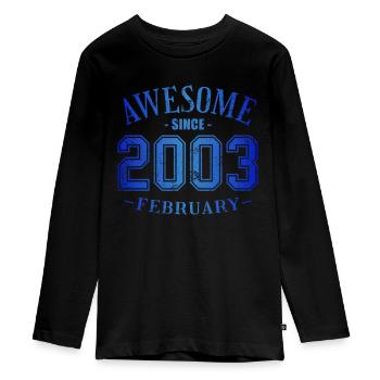 Février 2003 - Anniversaire en février Génial - T-shirt manches longues Premium Ado - noir - Devant - AI Model Kid Female (0cm)