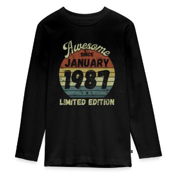 Awesome since January 1987 - Geburtstag - Teenager Premium Bio Langarmshirt - Schwarz - Vorne - AI Model Kid Female (0cm)