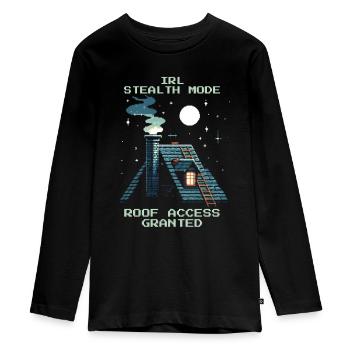 Chimney Sweep Stealth Roof Access Retro Pixel - Teenager Premium Organic Long Sleeve Shirt - black - Front - AI Model Kid Female (0cm)