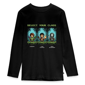 Cours de bushcraft Fourrage Allume-feu Survie - T-shirt manches longues Premium Ado - noir - Devant - AI Model Kid Female (0cm)