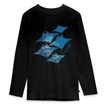 Raies Wildlife - T-shirt manches longues Premium Ado - noir - Devant - AI Model Kid Female (0cm)