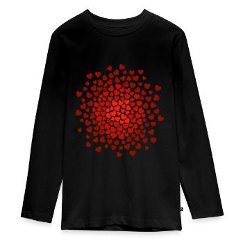 Valentinstag Liebe rote Herzen Hochzeit - Teenager Premium Bio Langarmshirt - Schwarz - Vorne - AI Model Kid Female (0cm)