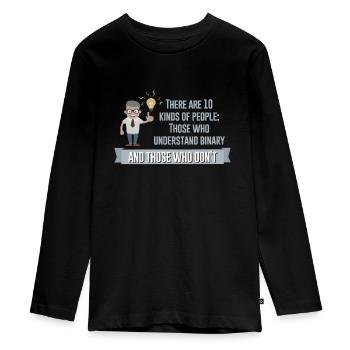Binary - Teenager Premium Organic Long Sleeve Shirt - black - Front - AI Model Kid Female (0cm)