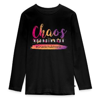 Chaos Koordinator ala Grundschullehrerin Beruf - Teenager Premium Bio Langarmshirt - Schwarz - Vorne - AI Model Kid Female (0cm)