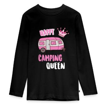 Happy Camping Queen - T-shirt manches longues Premium Ado - noir - Devant - AI Model Kid Female (0cm)