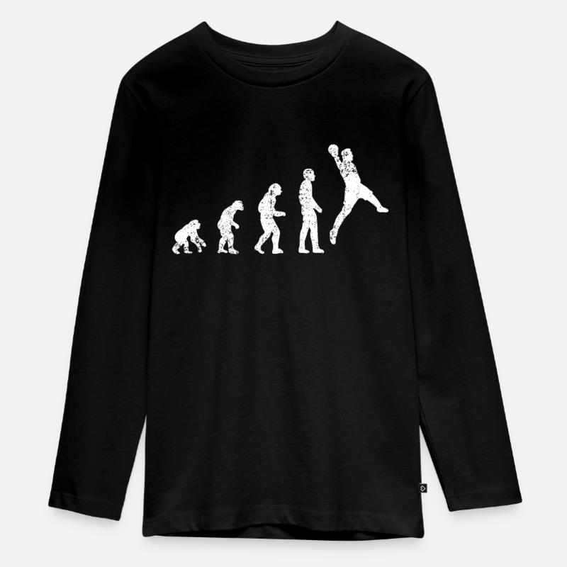 Handball Evolution Handballer - Teenager Premium Bio Langarmshirt - Schwarz