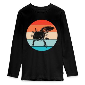 Axolotl Retro - Teenager Premium Bio Langarmshirt - Schwarz - Vorne - AI Model Kid Female (0cm)