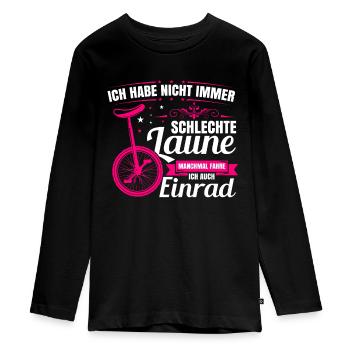 Einrad - Teenager Premium Bio Langarmshirt - Schwarz - Vorne - AI Model Kid Female (0cm)