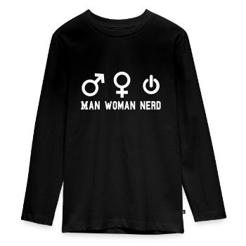 Cadeau de geek de nerds d'humour de nerd - T-shirt manches longues Premium Ado - noir - Devant - AI Model Kid Female (0cm)
