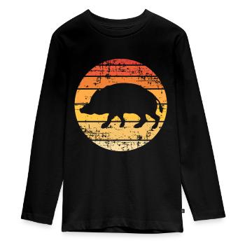 Wild boar - Teenager Premium Organic Long Sleeve Shirt - black - Front - AI Model Kid Female (0cm)