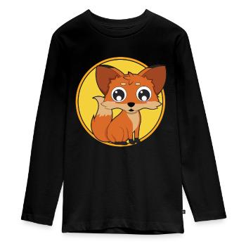 Renard bébé animaux mignons - T-shirt manches longues Premium Ado - noir - Devant - AI Model Kid Female (0cm)