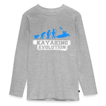 Evolution du kayak - T-shirt manches longues Premium Ado - gris chiné - Devant