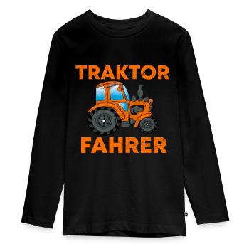 TRACTOR TRAKTOR TREKKER - Teenager Premium Organic Long Sleeve Shirt - black - Front - AI Model Kid Female (0cm)