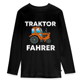TRAKTOREN TRAKTOR - Teenager Premium Bio Langarmshirt - Schwarz - Vorne - AI Model Kid Female (0cm)