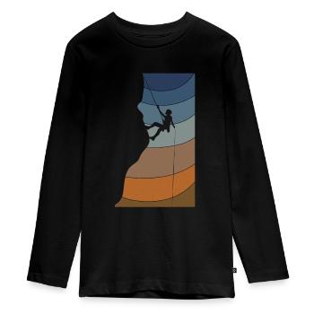 Rock climbing climber - Teenager Premium Organic Long Sleeve Shirt - black - Front - AI Model Kid Female (0cm)