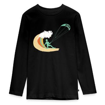 Kite kiting kitesurfing board kiter surfing gift - Teenager Premium Organic Long Sleeve Shirt - black - Front - AI Model Kid Female (0cm)