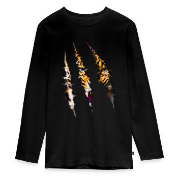 leopard - Teenager Premium Organic Long Sleeve Shirt - black - Front - AI Model Kid Female (0cm)