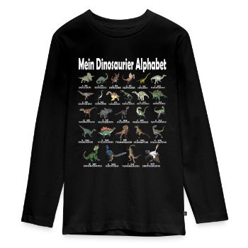 Mein Dinosaurier Alphabet Dino A-Z ABC T-Rex - Teenager Premium Bio Langarmshirt - Schwarz - Vorne - AI Model Kid Female (0cm)