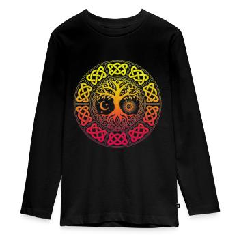 Yggdrasil Baum des Lebens Wiking nordisches Symbol - Teenager Premium Bio Langarmshirt - Schwarz - Vorne - AI Model Kid Female (0cm)