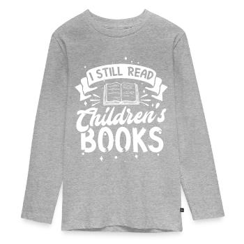 Je lis toujours des livres pour enfants - T-shirt manches longues Premium Ado - gris chiné - Devant