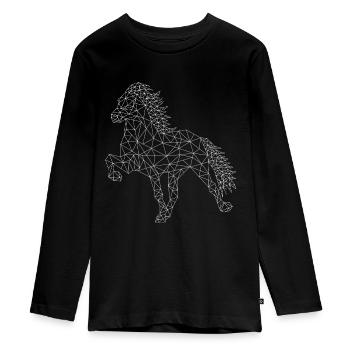 Islandpferd "Geo White" - Teenager Premium Bio Langarmshirt - Schwarz - Vorne - AI Model Kid Female (0cm)