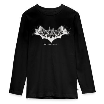 Batman 80 Jahre Gotham - Teenager Premium Bio Langarmshirt - Schwarz - Vorne - AI Model Kid Female (0cm)