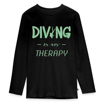 diving is my therapy - Teenager Premium Bio Langarmshirt - Schwarz - Vorne - AI Model Kid Female (0cm)