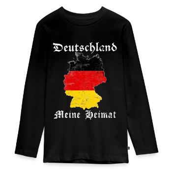 Deutschland - Teenager Premium Bio Langarmshirt - Schwarz - Vorne - AI Model Kid Female (0cm)