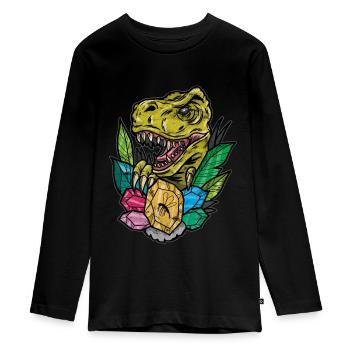 Cadeau d'ambre tatouage vintage Dinosurier - T-shirt manches longues Premium Ado - noir - Devant - AI Model Kid Female (0cm)