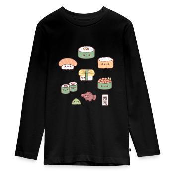 Mignon sushi japonais Nigiri Maki Gunkan Set - T-shirt manches longues Premium Ado - noir - Devant - AI Model Kid Female (0cm)
