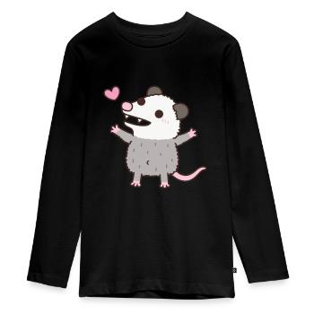 Griffonnage d’opossum mignon - T-shirt manches longues Premium Ado - noir - Devant - AI Model Kid Female (0cm)