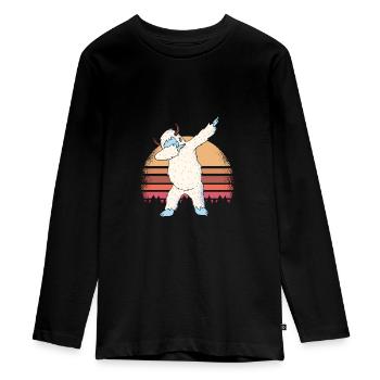 Yeti dabbing - Teenager Premium Organic Long Sleeve Shirt - black - Front - AI Model Kid Female (0cm)