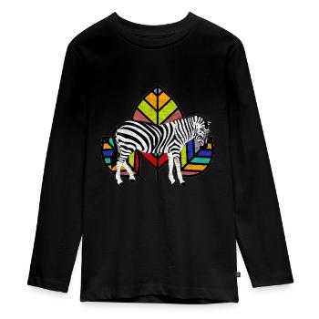 Zebra Tiere - Teenager Premium Bio Langarmshirt - Schwarz - Vorne - AI Model Kid Female (0cm)