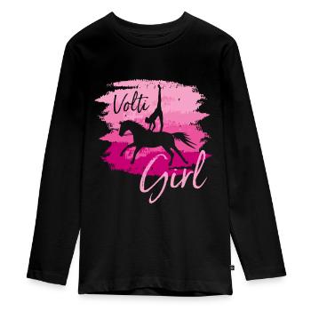 Volti Girl Pferdesport Voltigieren by TinaShirts - Teenager Premium Bio Langarmshirt - Schwarz - Vorne - AI Model Kid Female (0cm)